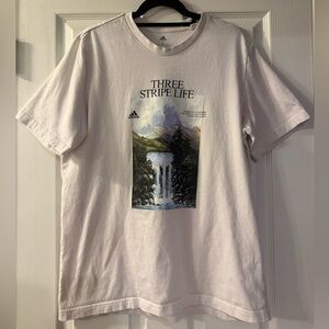 Adidas Cream Three Stripe Life Waterfall T Shirt